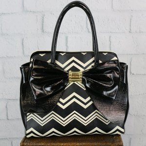 Betsy Johnson Black and White Large Bow Purse